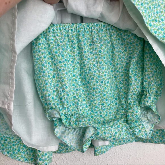 Luli & Me smocked dress green & blue floral sleeveless with bloomers 12 months - Picture 11 of 15